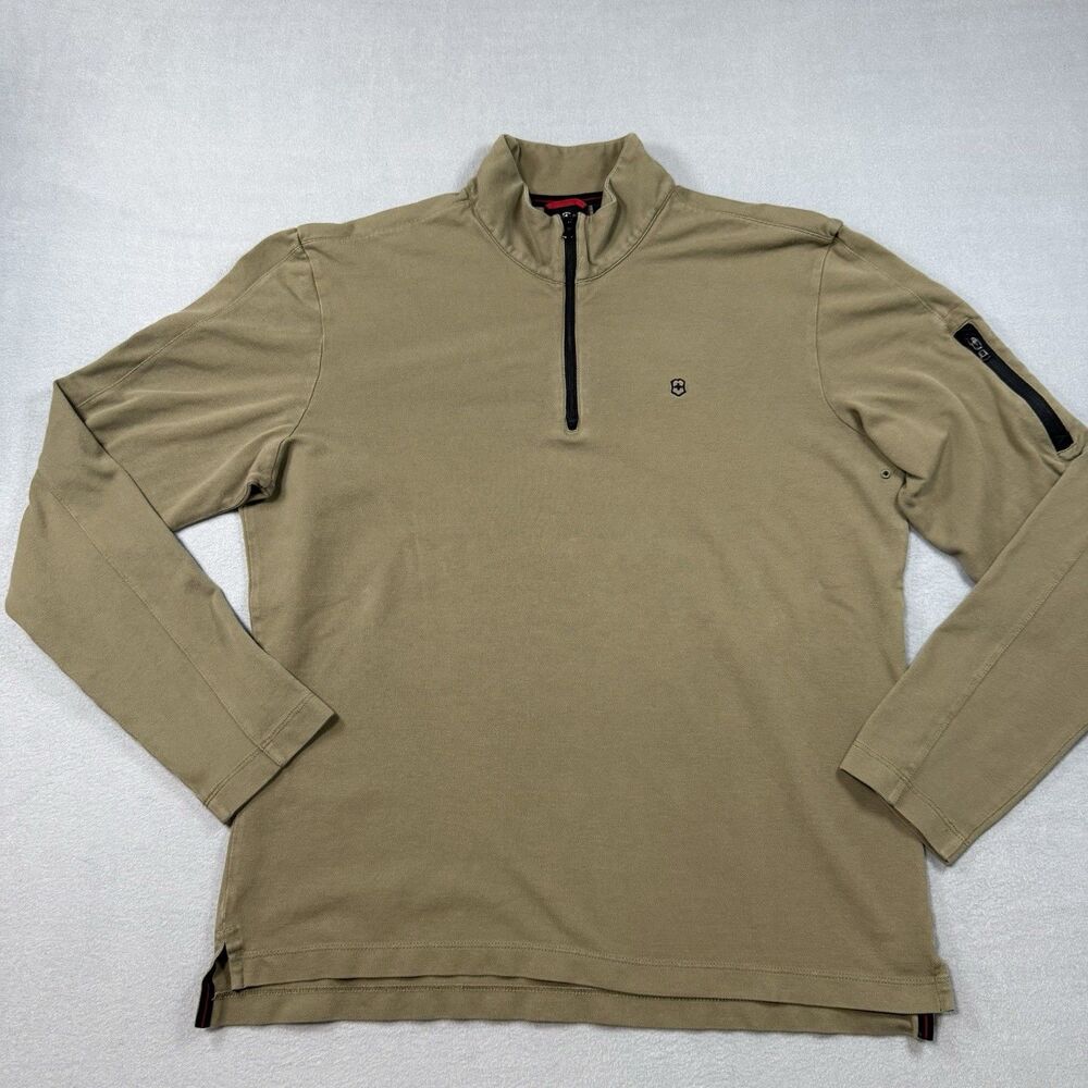 Victorinox Swiss Army Men's Golf Large 1/4 Zip Pullover Olive Green Tailored Fit